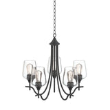 5-Light Modern Farmhouse Linear Sputnik Chandelier with Clear Glass Shade