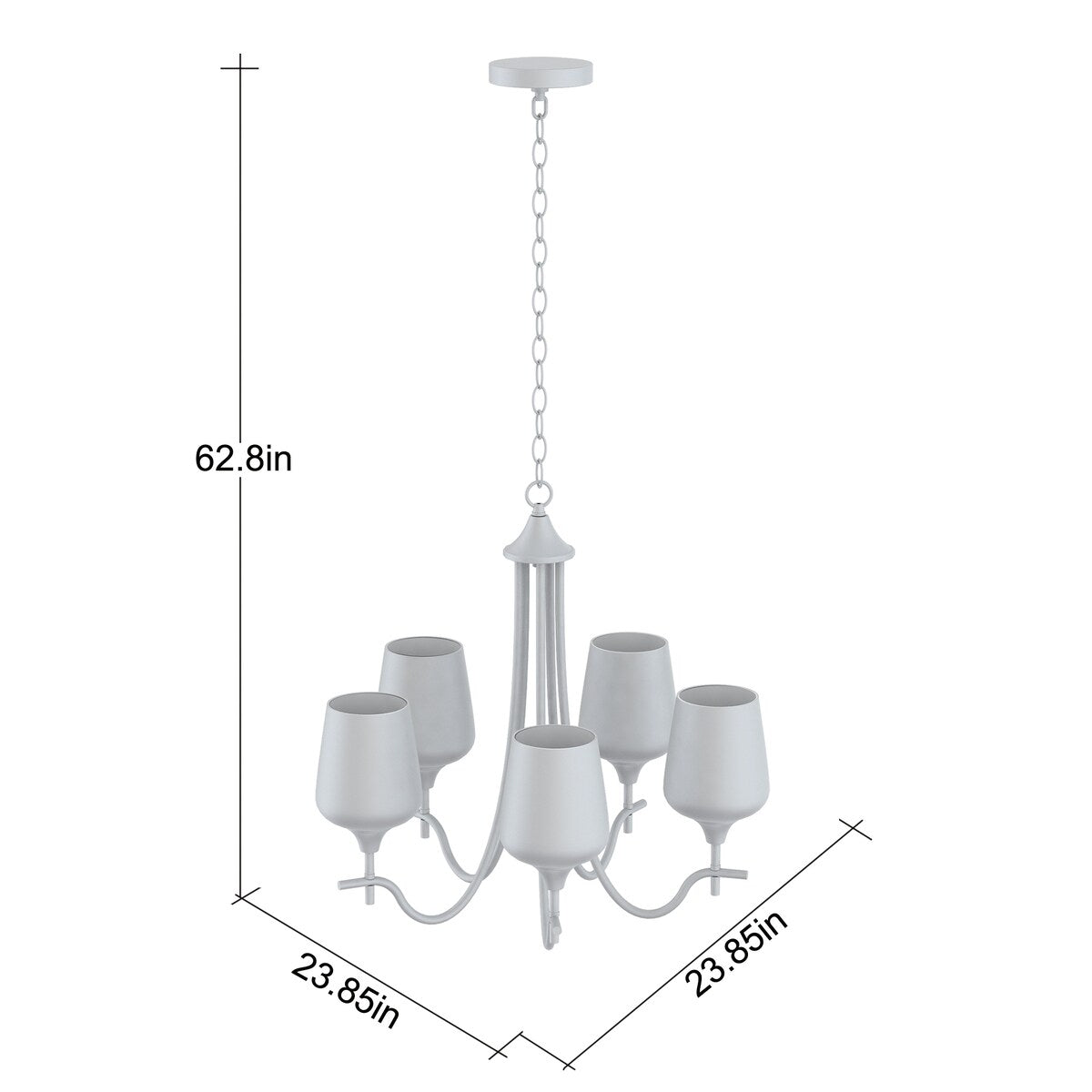 5-Light Modern Farmhouse Linear Sputnik Chandelier with Clear Glass Shade