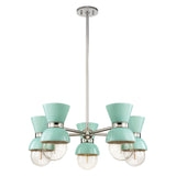 5-Light Modern Linear Sputnik Ceramic Chandelier Cone Globe Ceramic Island Pendant for Dining Room