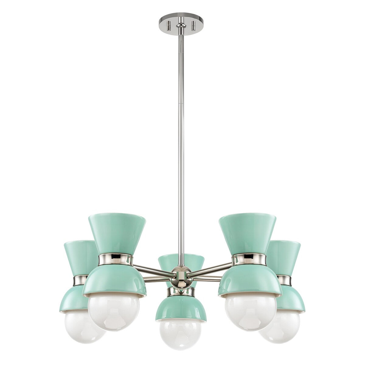 5-Light Modern Linear Sputnik Ceramic Chandelier Cone Globe Ceramic Island Pendant for Dining Room