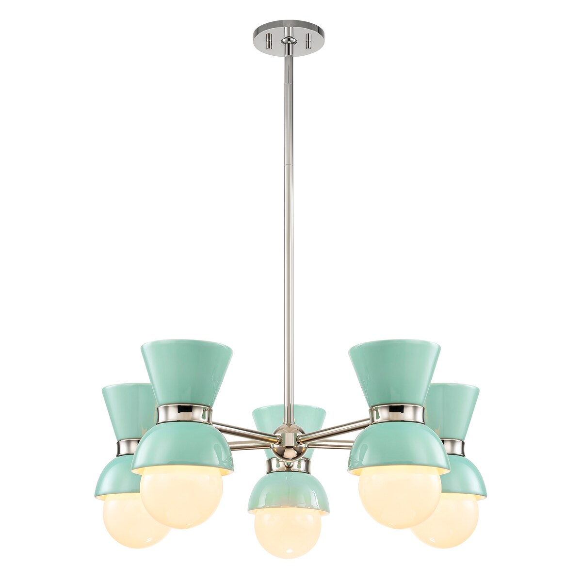 5-Light Modern Linear Sputnik Ceramic Chandelier Cone Globe Ceramic Island Pendant for Dining Room