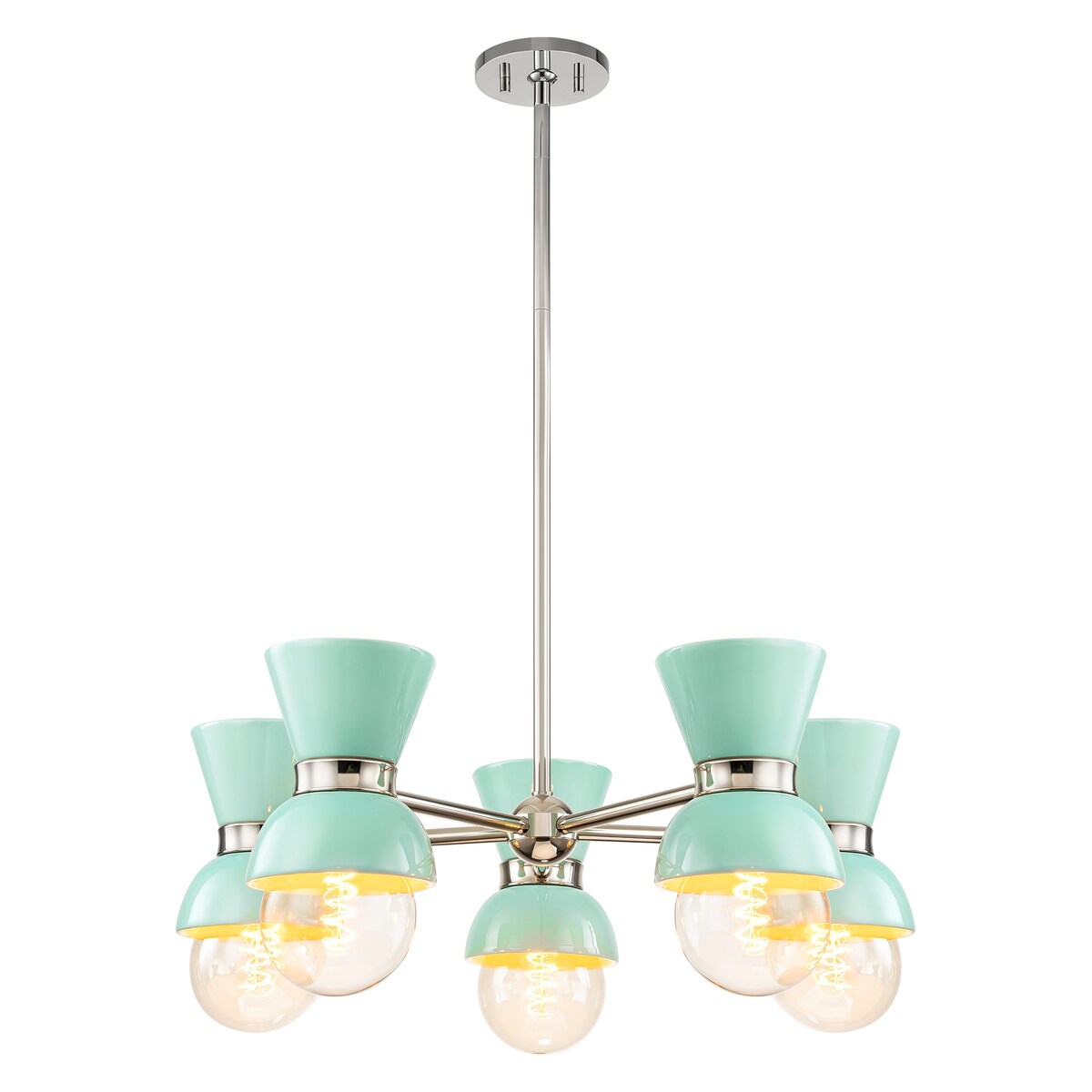 5-Light Modern Linear Sputnik Ceramic Chandelier Cone Globe Ceramic Island Pendant for Dining Room