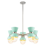 5-Light Modern Linear Sputnik Ceramic Chandelier Cone Globe Ceramic Island Pendant for Dining Room