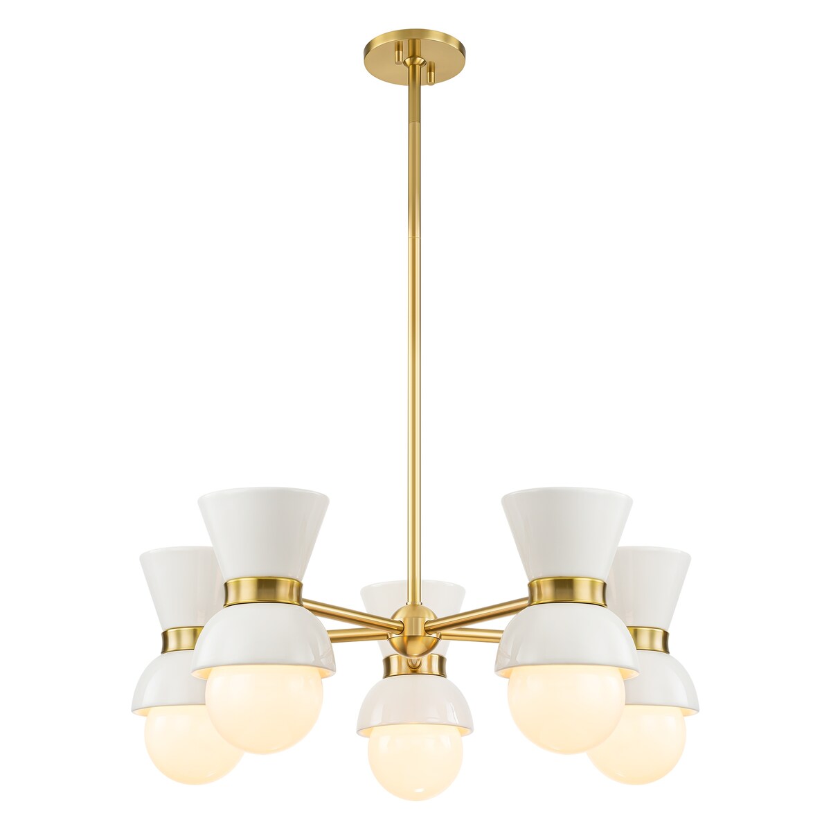 5-Light Modern Linear Sputnik Ceramic Chandelier Cone Globe Ceramic Island Pendant for Dining Room