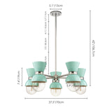 5-Light Modern Linear Sputnik Ceramic Chandelier Cone Globe Ceramic Island Pendant for Dining Room