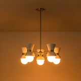 5-Light Modern Linear Sputnik Ceramic Chandelier Cone Globe Ceramic Island Pendant for Dining Room