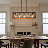 5-Light Retro Farmhouse Chandelier For Kitchen, Living room, Dining room Red(No Bulbs) - Red+Black