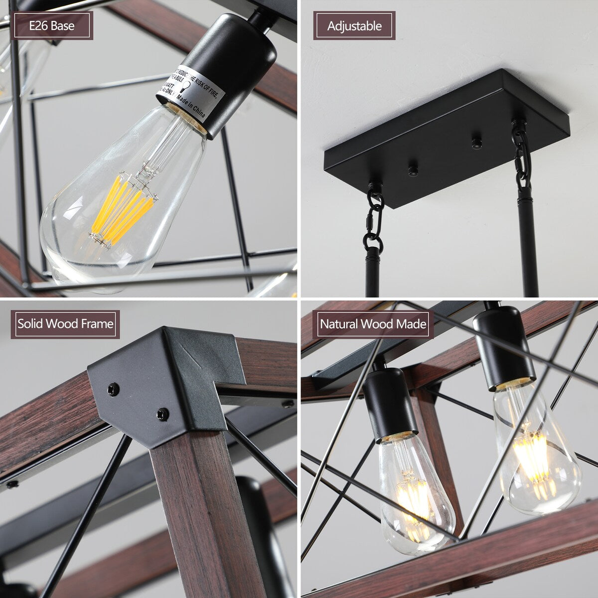 5-Light Retro Farmhouse Chandelier For Kitchen, Living room, Dining room Red(No Bulbs) - Red+Black