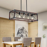 5-Light Retro Farmhouse Chandelier For Kitchen, Living room, Dining room Red(No Bulbs) - Red+Black