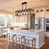 5-Light Retro Farmhouse Chandelier For Kitchen, Living room, Dining room Red(No Bulbs) - Red+Black
