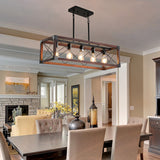 5-Light Retro Farmhouse Chandelier For Kitchen, Living room, Dining room Red(No Bulbs) - Red+Black