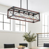 5-Light Retro Farmhouse Chandelier For Kitchen, Living room, Dining room Red(No Bulbs) - Red+Black