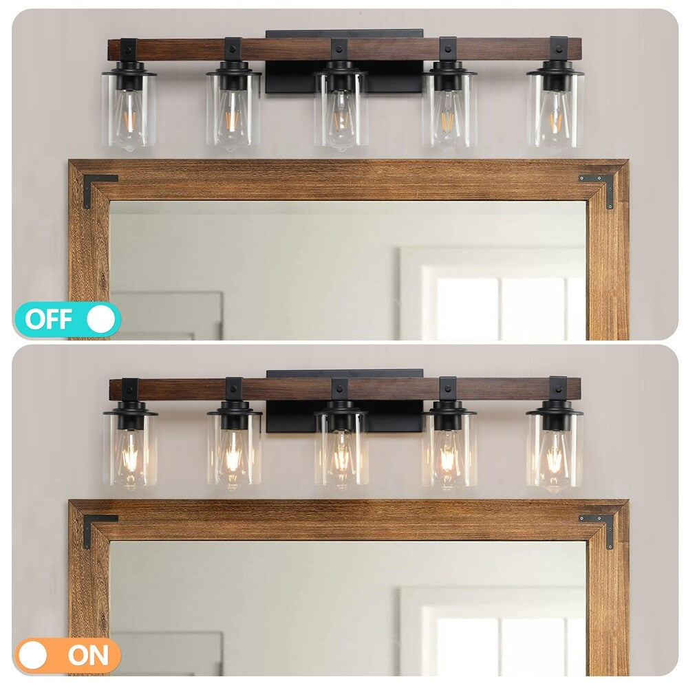 5-Lights Farmhouse Vanity Lights Fixture Rustic Bathroom Light Fixture
