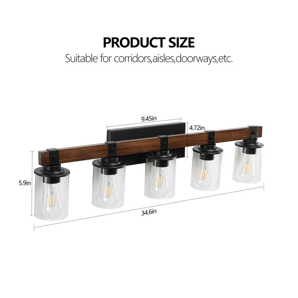 5-Lights Farmhouse Vanity Lights Fixture Rustic Bathroom Light Fixture