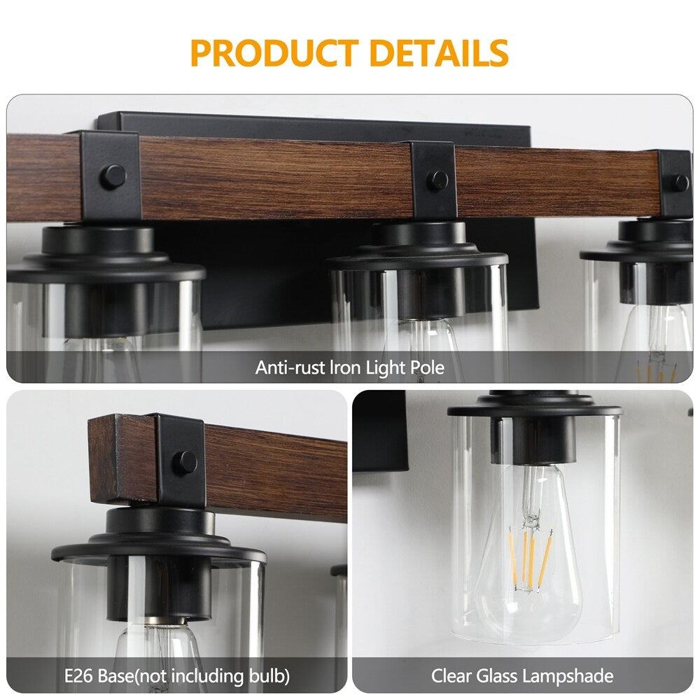 5-Lights Farmhouse Vanity Lights Fixture Rustic Bathroom Light Fixture