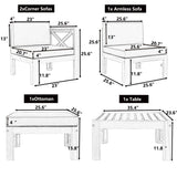 5 PCS Outdoor Backyard Patio Wood Sectional Sofa Set with Cushions