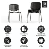 5 Pack 880 lb. Capacity Plastic Stack Chair with Powder Coated Frame