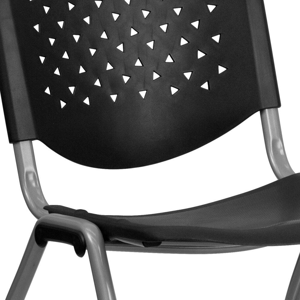 5 Pack 880 lb. Capacity Plastic Stack Chair with Powder Coated Frame