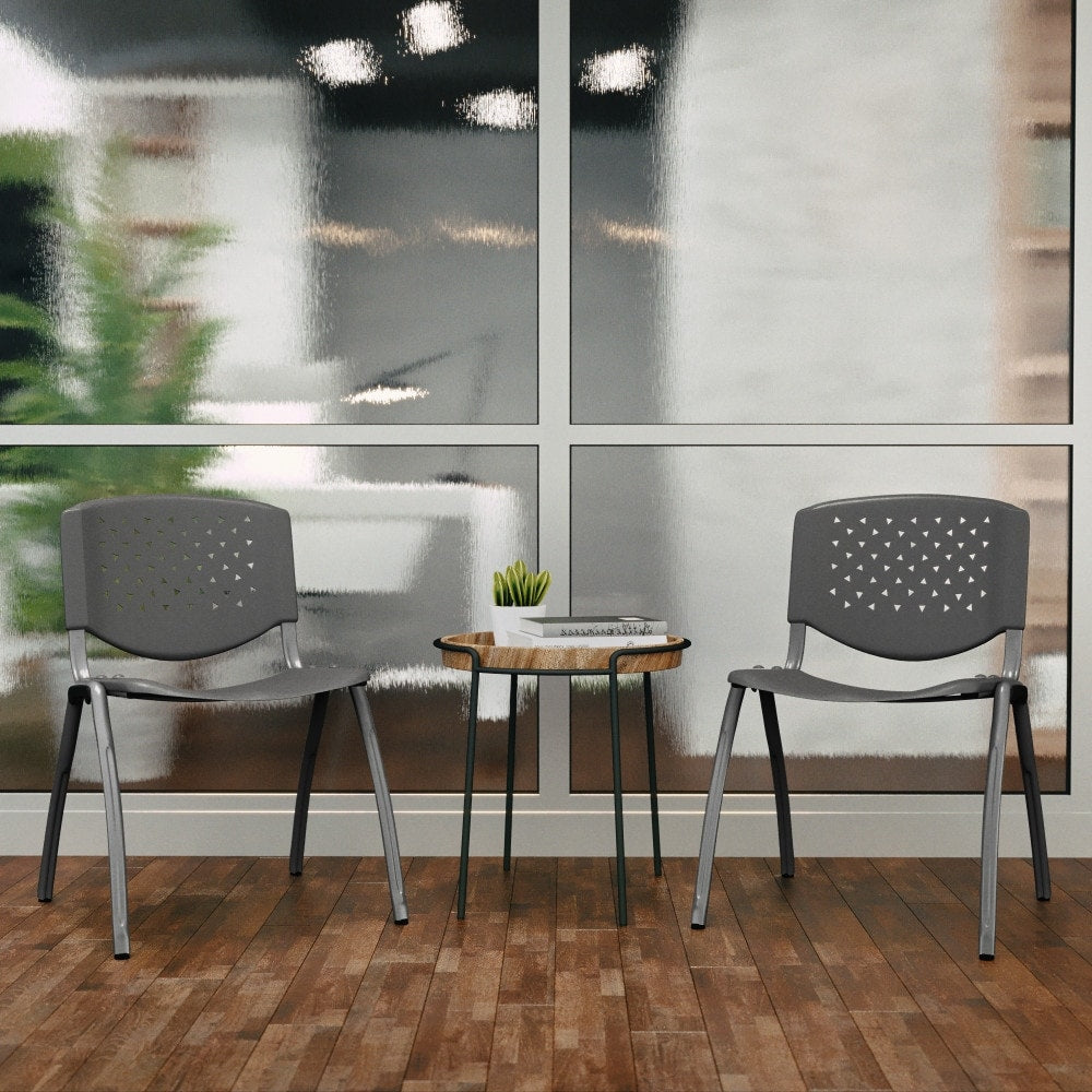5 Pack 880 lb. Capacity Plastic Stack Chair with Powder Coated Frame