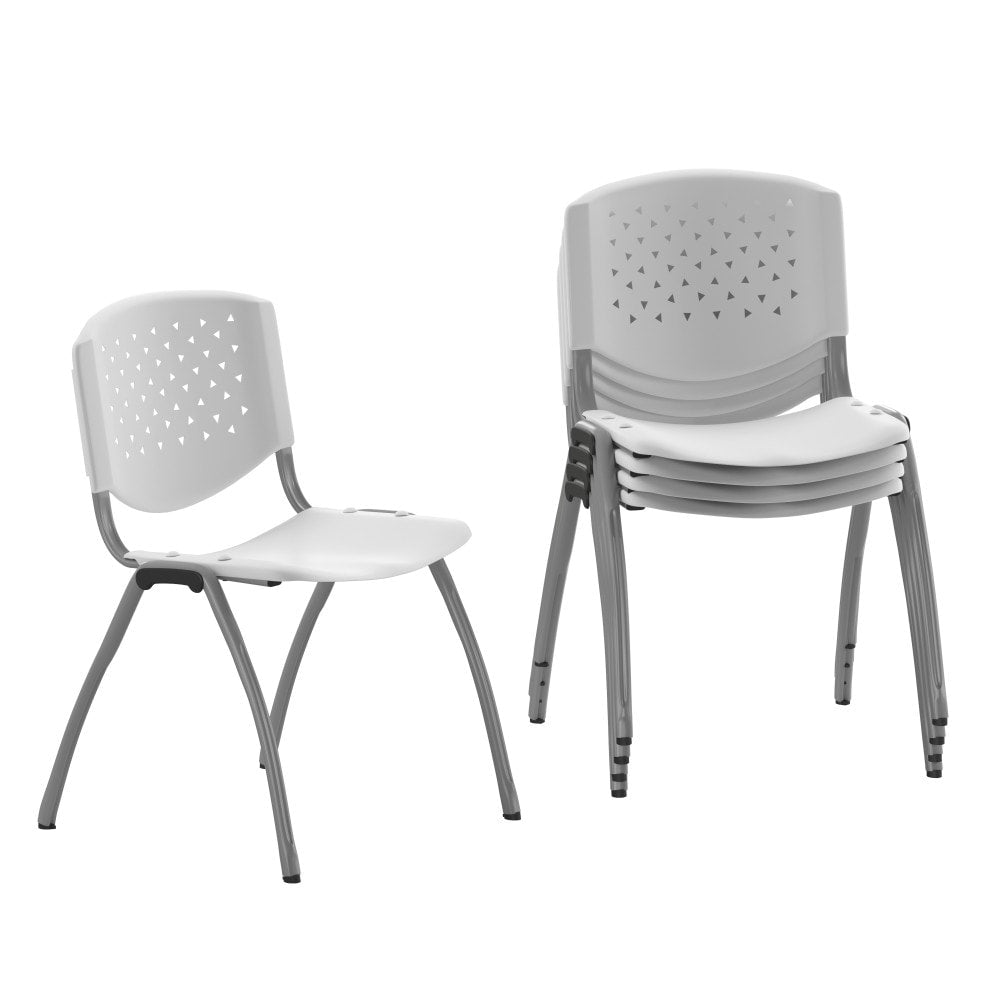 5 Pack 880 lb. Capacity Plastic Stack Chair with Powder Coated Frame