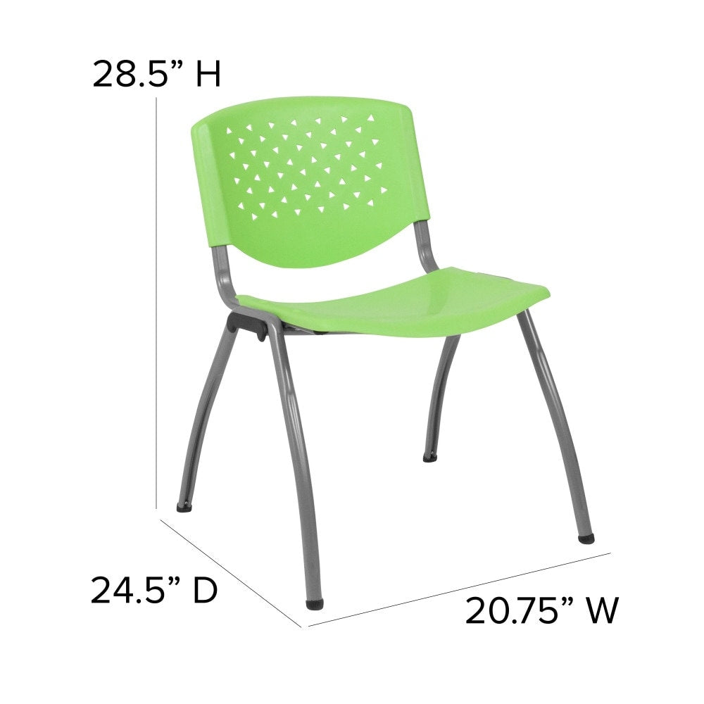 5 Pack 880 lb. Capacity Plastic Stack Chair with Powder Coated Frame