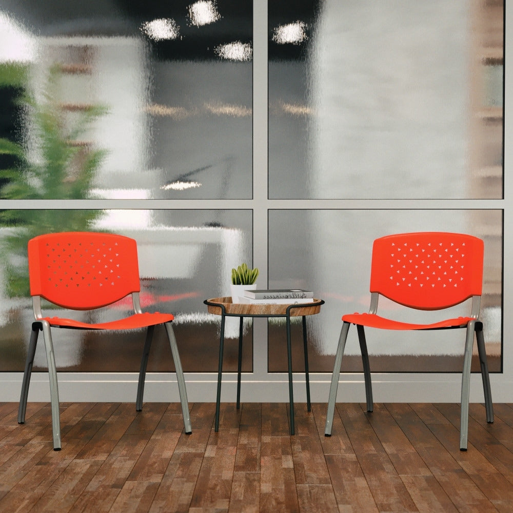 5 Pack 880 lb. Capacity Plastic Stack Chair with Powder Coated Frame
