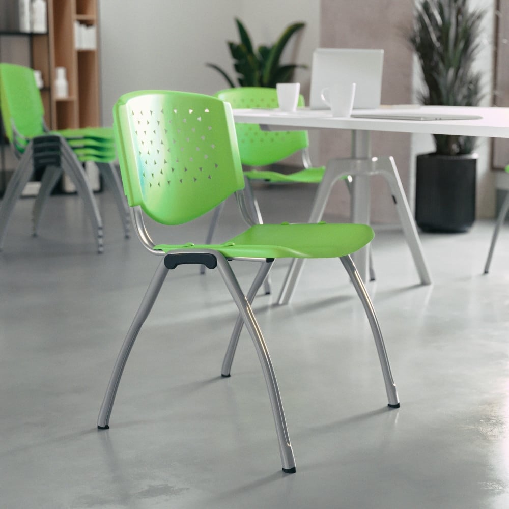 5 Pack 880 lb. Capacity Plastic Stack Chair with Powder Coated Frame