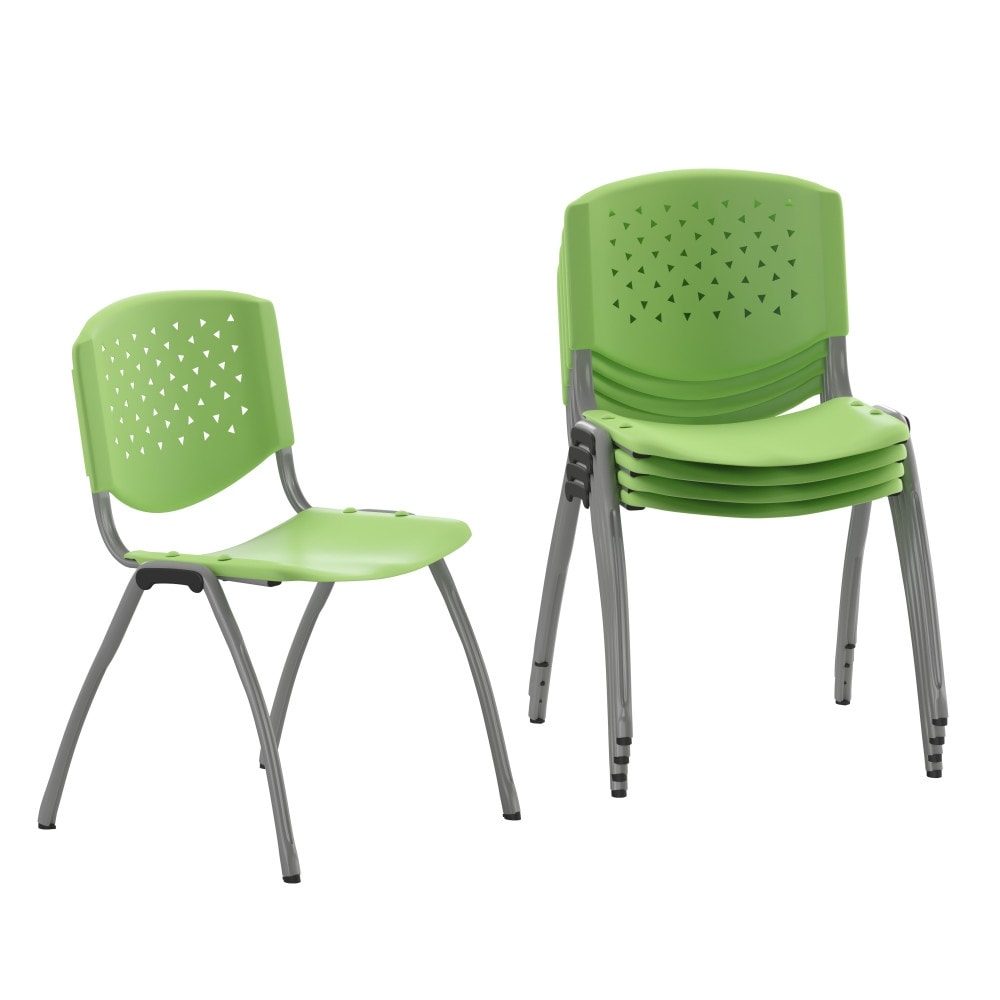 5 Pack 880 lb. Capacity Plastic Stack Chair with Powder Coated Frame