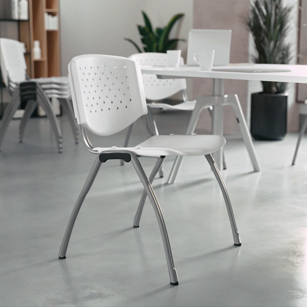 5 Pack 880 lb. Capacity Plastic Stack Chair with Powder Coated Frame