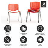 5 Pack 880 lb. Capacity Plastic Stack Chair with Powder Coated Frame