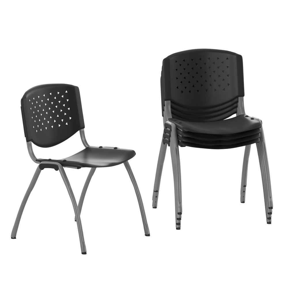 5 Pack 880 lb. Capacity Plastic Stack Chair with Powder Coated Frame