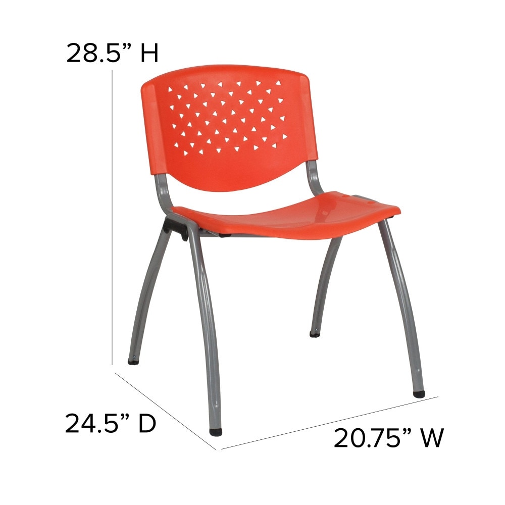 5 Pack 880 lb. Capacity Plastic Stack Chair with Powder Coated Frame