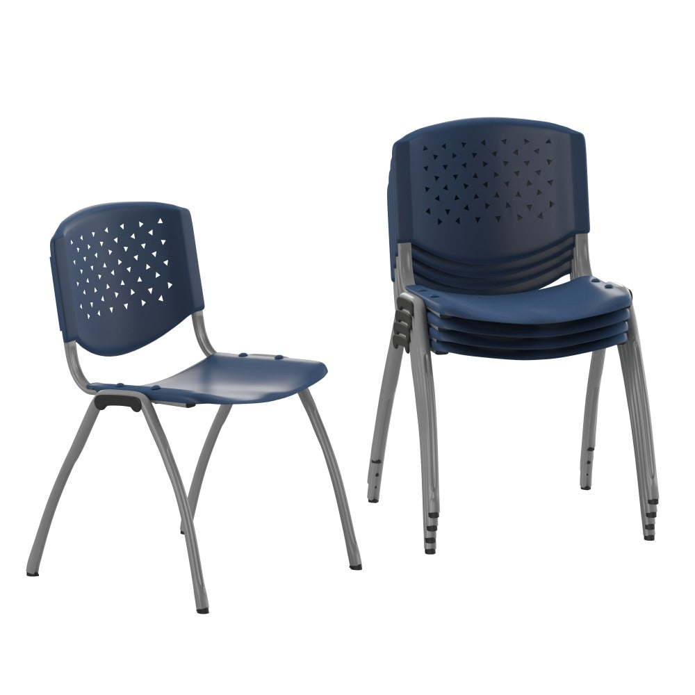 5 Pack 880 lb. Capacity Plastic Stack Chair with Powder Coated Frame