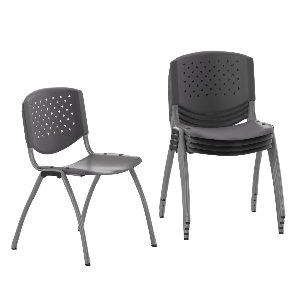 5 Pack 880 lb. Capacity Plastic Stack Chair with Powder Coated Frame