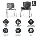 5 Pack 880 lb. Capacity Plastic Stack Chair with Powder Coated Frame