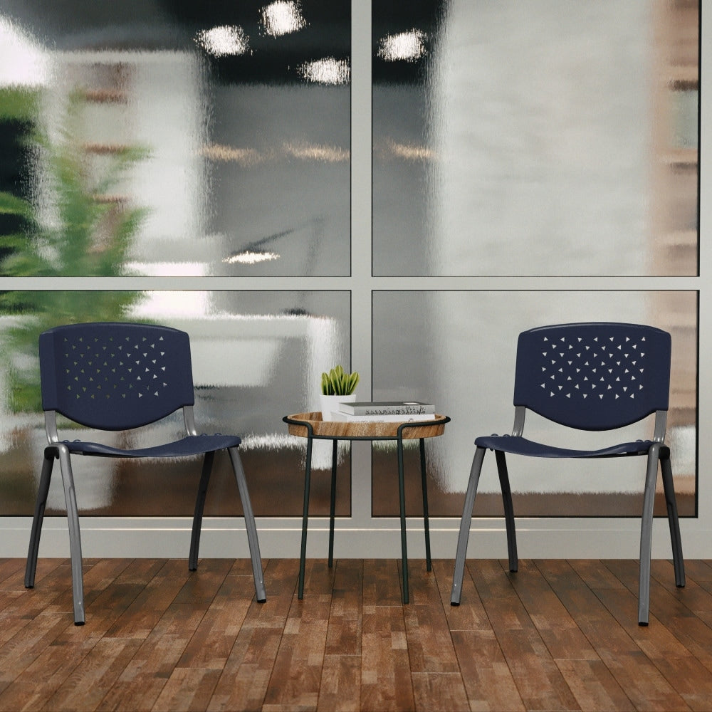5 Pack 880 lb. Capacity Plastic Stack Chair with Powder Coated Frame
