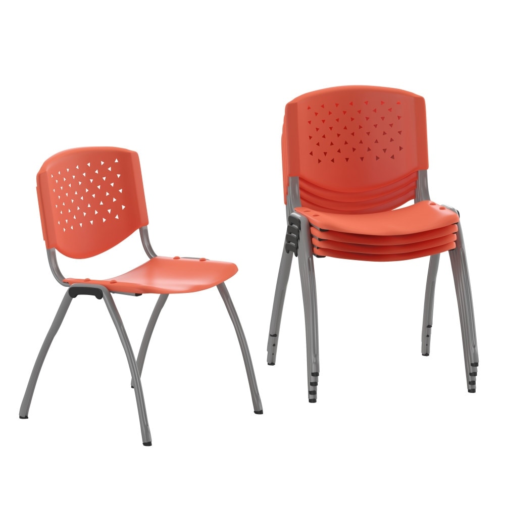 5 Pack 880 lb. Capacity Plastic Stack Chair with Powder Coated Frame