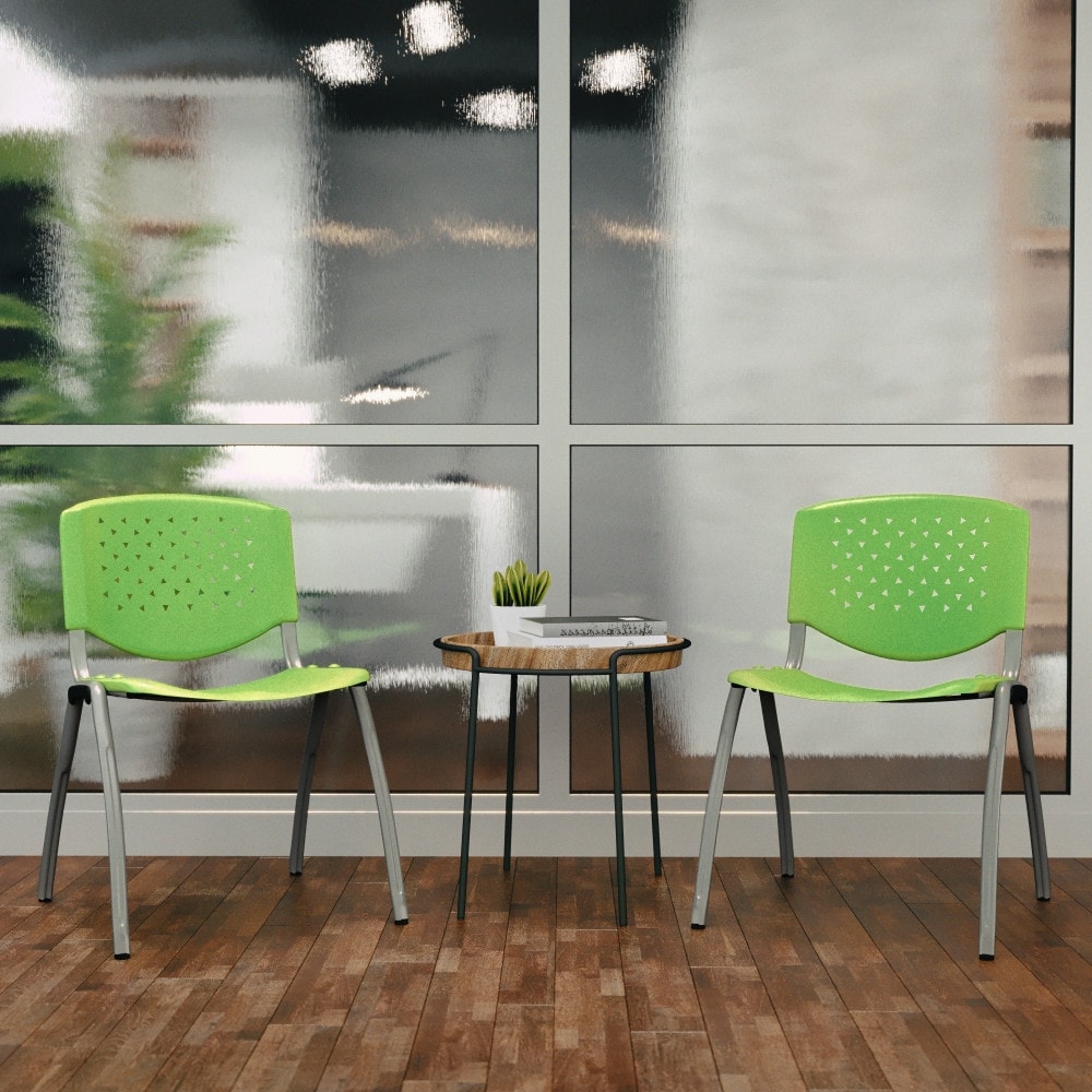 5 Pack 880 lb. Capacity Plastic Stack Chair with Powder Coated Frame