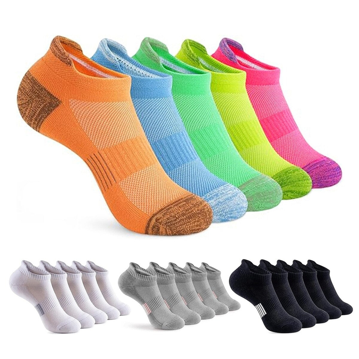 5 Pairs Ankle Socks Wear Resistant Elastic Breathable MoistureWicking Washable NonFading Running Athletic Socks