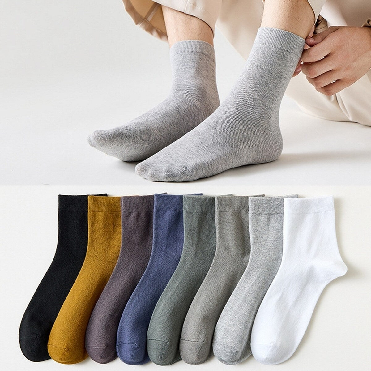 5 Pairs MidTube Thick High Elasticity Men Socks Autumn Winter Solid Color Business Socks