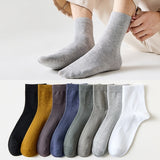 5 Pairs MidTube Thick High Elasticity Men Socks Autumn Winter Solid Color Business Socks