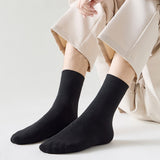 5 Pairs MidTube Thick High Elasticity Men Socks Autumn Winter Solid Color Business Socks