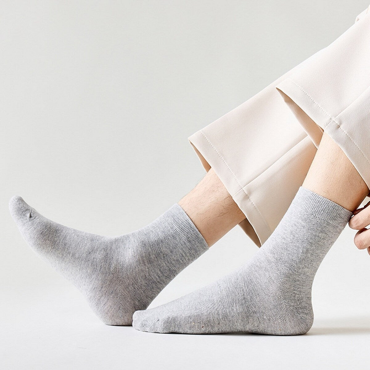 5 Pairs MidTube Thick High Elasticity Men Socks Autumn Winter Solid Color Business Socks