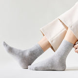 5 Pairs MidTube Thick High Elasticity Men Socks Autumn Winter Solid Color Business Socks