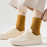 5 Pairs MidTube Thick High Elasticity Men Socks Autumn Winter Solid Color Business Socks