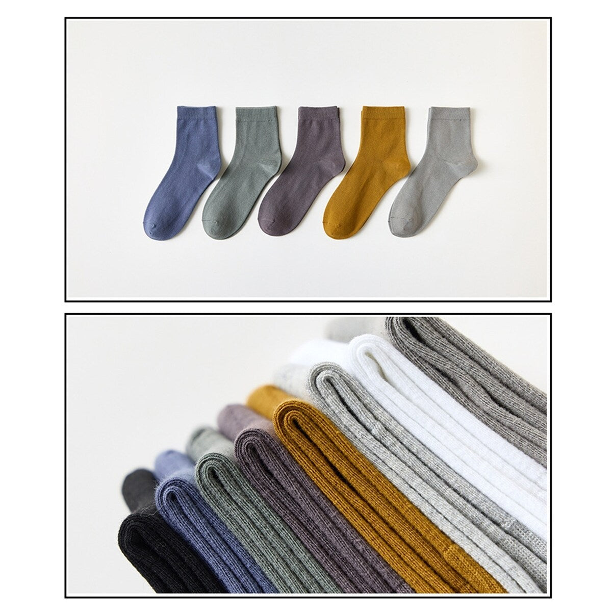 5 Pairs MidTube Thick High Elasticity Men Socks Autumn Winter Solid Color Business Socks