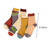 5 Pairs Women Candy Color Splicing Design Socks MidTube Ribbed Breathable SweatAbsorbent High Elastic Socks