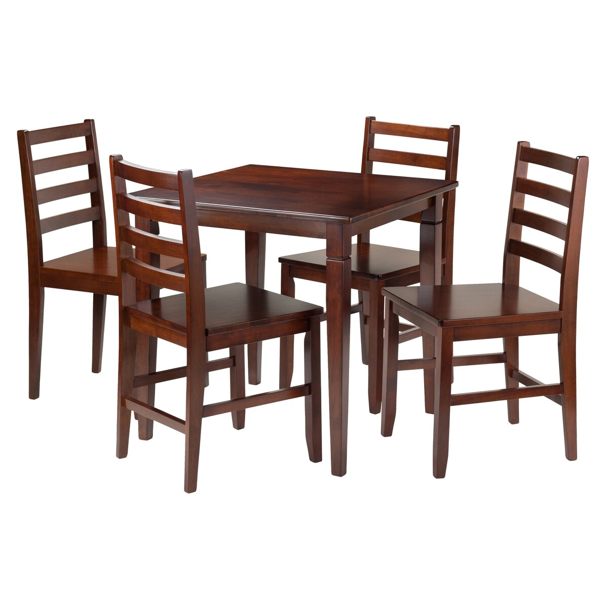 5-Pc Dining Table with Ladder-back Chairs, Walnut