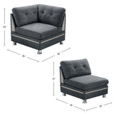 5 Piece Chenille Fabric Upholstered Modular Sectional Sofa Set with 2 Ottomans in Charcoal