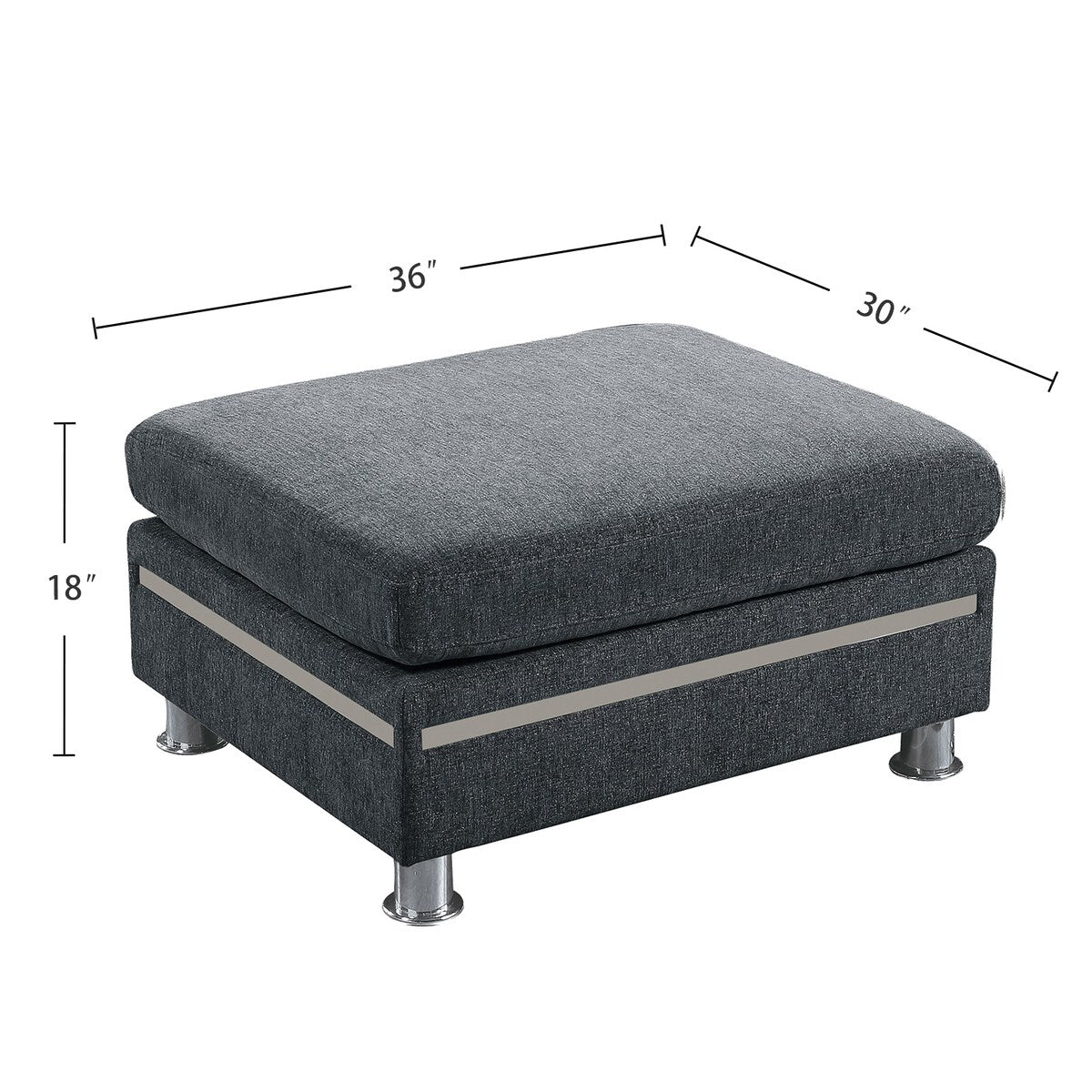 5 Piece Chenille Fabric Upholstered Modular Sectional Sofa Set with 2 Ottomans in Charcoal